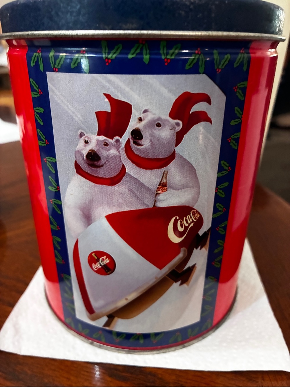 Coca Cola Puzzle in Red and Navy Polar Bear Tin